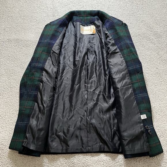 Pendleton Blazer Women 14 Black Watch Vintage Virgin Wool Green Plaid 70s Preppy - Picture 6 of 16